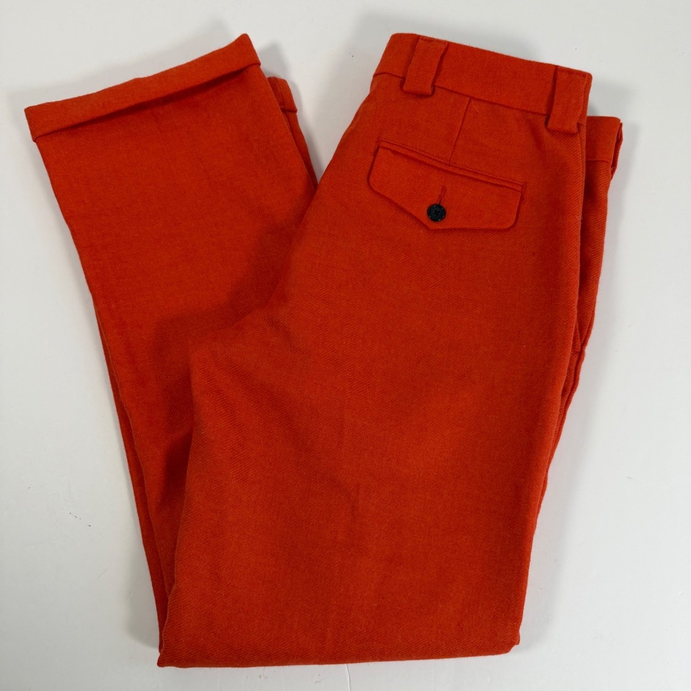 L.L.Bean Signature Wool Dress Pants 33 Orange Cuffed Fall Preppy Heritage